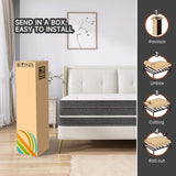 Hohamn Queen Size Mattress, 14 Inch Hybrid Mattress in a Box, Queen Mattress Foam and Individually Wrapped Pocket Coils, Soft and Breathable, Pressure Relief, Strong Edge Support, Medium Firm Hohamn