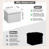 AmasSmile Storage Ottoman Foot Rest Stool, 17 inch Folding Leather Footstool Bench, Short White Ottoman Stool, Storage Foot Rest Store, Books AmasSmile