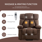 jonpony Power Lift Recliner Chair for Elderly, Lift Chair with Massage and Heat for Living Room, Fabric Electric Recliner Chairs with Side Pockets, USB Charge Port,Brown jonpony