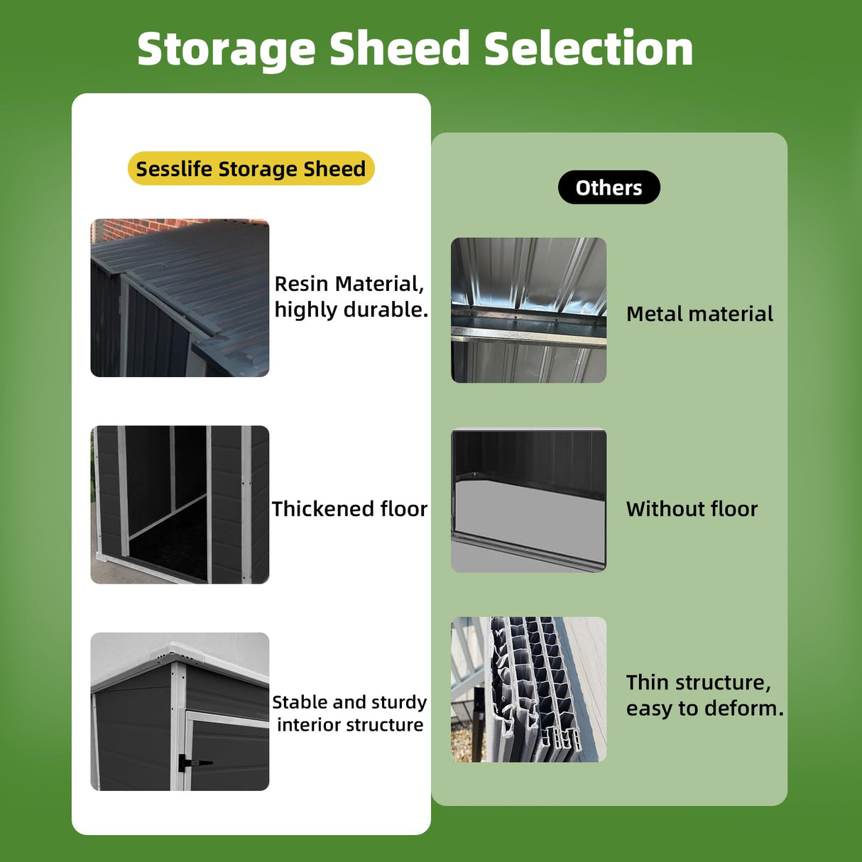 6x4.4FT Outdoor Storage Shed, Resin Shed with Reinforced Floor & Secure Door Lock, All-Weather Outdoor Shed for Gardening Tools, Bicycles, Patio Furniture, Lawn Mower (Dark Gray) SEGMART