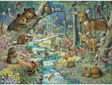 Bits and Pieces – 1000 Piece Jigsaw Puzzle for Adults – Spring Babies - Forest Animals, Flowing River Jigsaw Puzzle by Artist Ruane Manning, Completed Puzzle Size: 24" x 30" Bits and Pieces