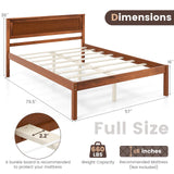 KOMFOTT Full Size Wood Platform Bed Frame with Headboard, Solid Wood Bed Frame with Slat Support, 7-Leg Support, Under Bed Storage, 16-Inch Mattress Foundation Bedroom Furniture, No Box Spring Needed KOMFOTT