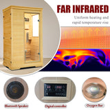 Sauna,Home Far Infrared Sauna Room,Indoor 1 Person Hemlock Wood Dry Sauna,1050W/110 Sauna Birthday Gift, Digital Controler,Bluetooth Player,5 Heating Panels Homsido