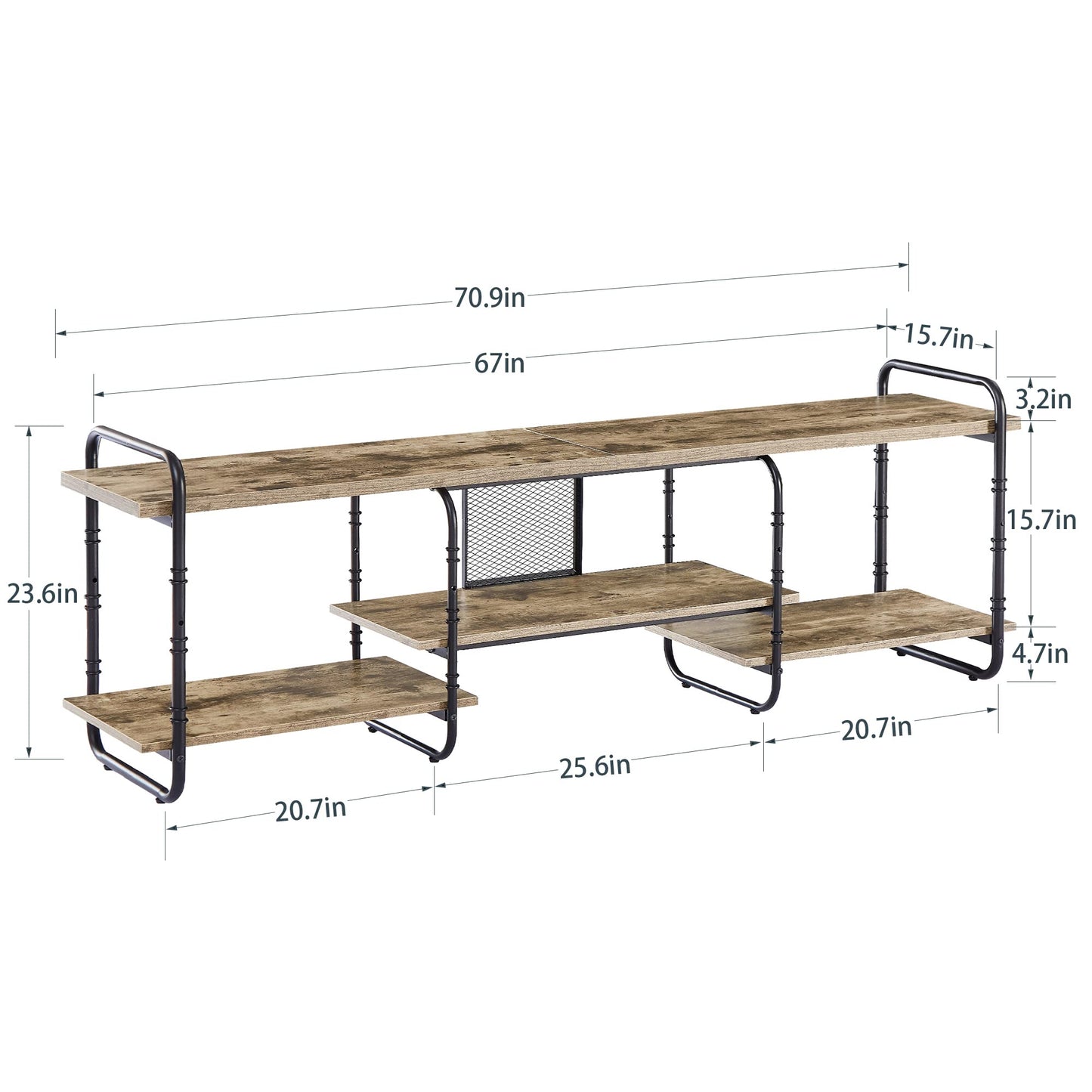 VECELO TV Stands for 75 Inch,Entertainment Center/Media Console Table with Adjustable Storage Shelves for Living Room/Bedroom,Grey