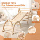 JungleDove 5 in 1 Wooden Climbing Toys for Toddlers - Foldable Climbing Triangle,Arch Climber, Climp Ramp - Montessori Toys for Babies Kids Climbing Toys Indoor & Outdoor - Girls & Boys Gift JungleDove