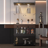 FANYUSHOW Glass Display Cabinet with LED Light, 2 Doors and Lock, Quick-Install Style 4-Shelf Curio Cabinet 5mm Tempered Glass Bookshelf for Living Room, Bedroom, 65" H x 32''L x 14''W (Black) FANYUSHOW