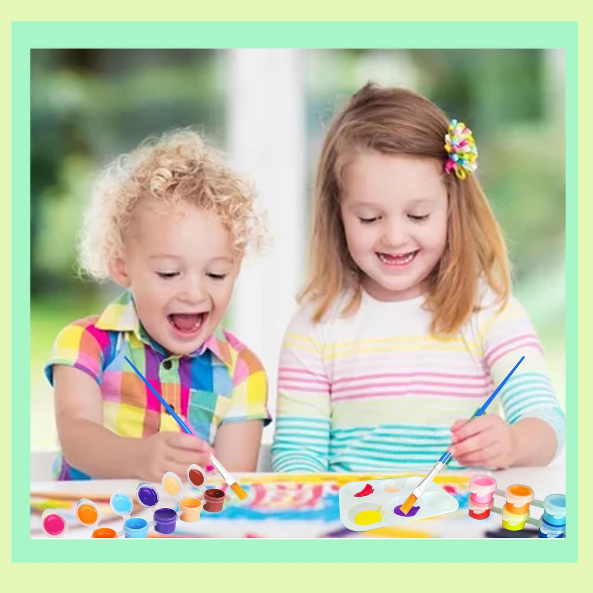 Vivixin 300Pcs Mini Acrylic Paint Set, 20 Set 12 Colors Acrylic Paint Bulk With 40pcs Brushes and 20pcs Palettes, Acrylic Paint Strips for Kids&Adults, Perfect for Birthday Party Home Classroom Favors Vivixin