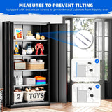 INTERGREAT Metal Garage Storage Cabinet with Lock, 72" Storage Cabinet with Locking Doors and 4 Adjustable Shelves, Lockable Steel Tool Cabinet for Home Office, School, Black INTERGREAT