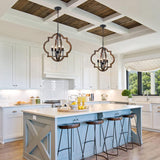 Rviezza 19.49'' Farmhouse Wood Chandelier, 4-Light Rustic Dining Room Light Fixture, Orb Chandelier Light Adjustable Height, Pendant Lighting for Kitchen Island Foyer Living Room Over Dining Table Rviezza