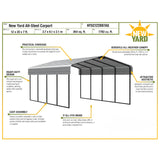 New Yard 12 x 20 x 7 ft Heavy Duty All Steel Carport – All-Weather Steel Canopy Shelter and Steel Frame for Cars, Trucks, Boats, and Outdoor Equipment NEW YARD