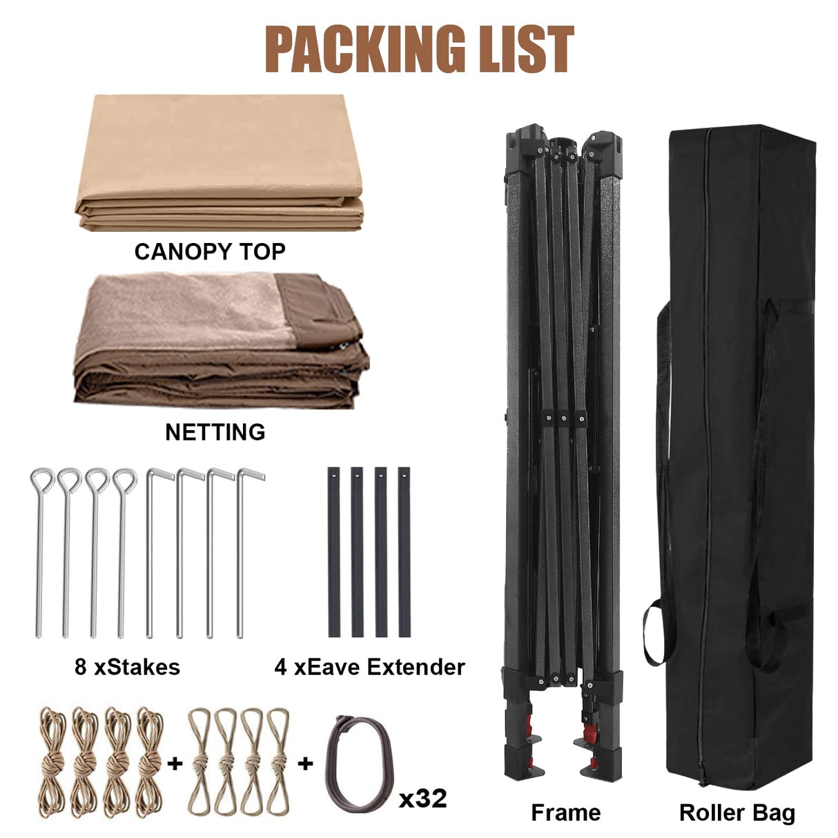 MASTERCANOPY Patio Gazebo Outdoor Pop Up Gazebo with Mesh Walls (Champagne, 11x11) MASTERCANOPY