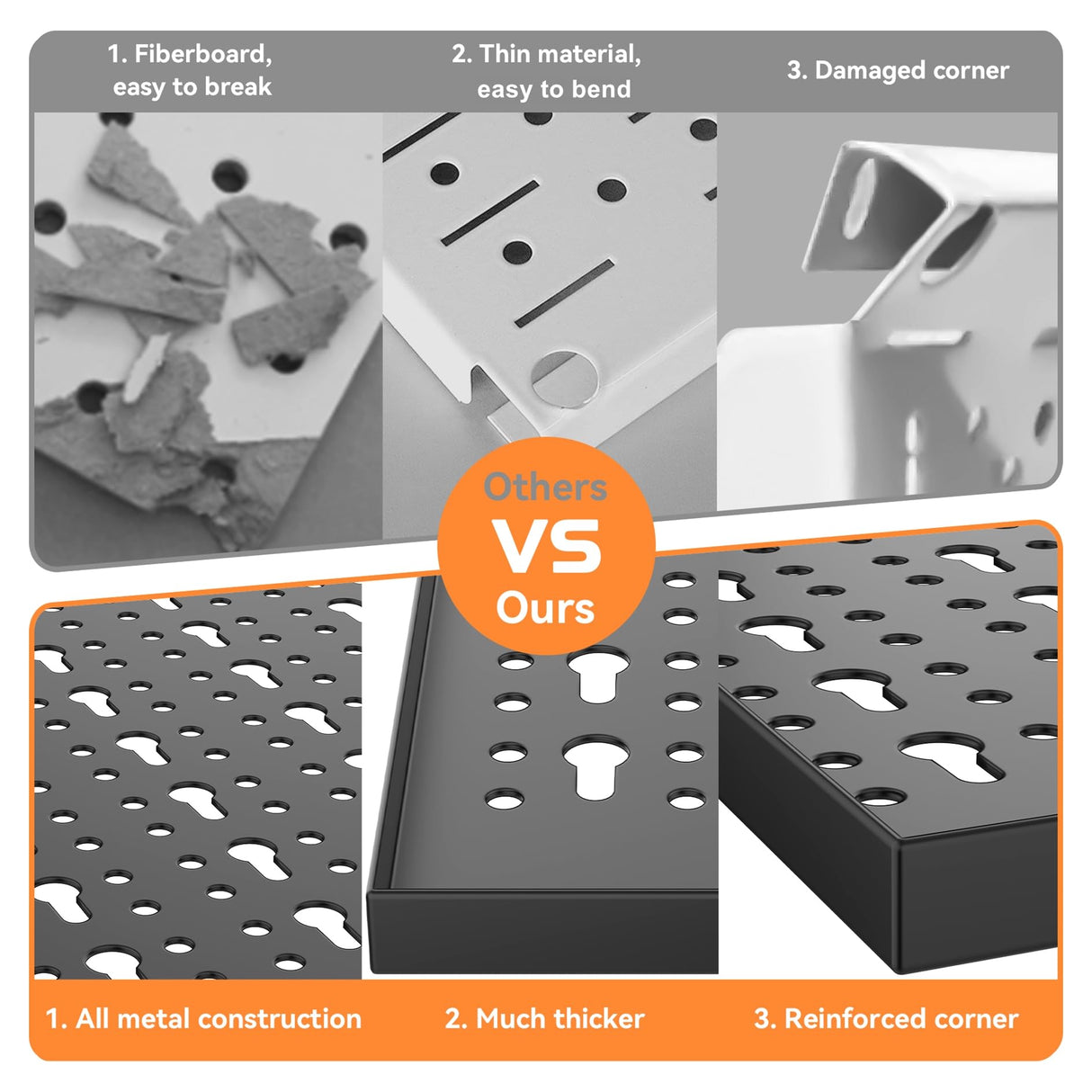 WALMANN 113 PCS Pegboard Wall Organizer Kit with Pegboard Hooks, Bins, Shelves, Pegboard Tools Storage System for Garage, Workbench, Modular Peg Board Tool Organizer Board with Hooks(Black) WALMANN