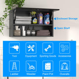 Polup Garage Wall Storage Cabinets with Up-Flip Door, Open Shelf Metal Tool Cabinet, Wall-Mounted Locking Cabinet, 20”H One Door Utility Upper Cabinet for Garage Basement Workshop-Assembly Required Polup