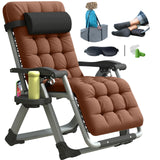 YOMIFUN Oversized Zero Gravity Chair, XL Lounge Chair 29” Width, Padded Recliner Chair W/Removable Cushion & Adj Headrest, Storage Bag, Footrest Cushion, Cup Holder, for Indoor Outdoor, Brown YOMIFUN