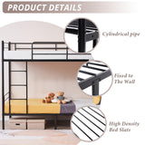 Karl home Black Bunk Bed Twin Over Twin, Metal Bunk Bed with Built-in Ladder and Safety Guardrail, Space-Saving Twin Bunk Beds for Kids, Teens & Adults, No Box Spring Karl home