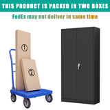 Waqiv Black Metal Storage Cabinet with Door, Locking Steel Cabinet with 4 Adjuestable Shelves, Tall Lockable Garage Tool Storage Cabinet for Home, Waqiv