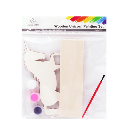ANGELS CRAFT 12 Pack Wooden Painting Set - Includes Unicorn Shape with Base, Paintbrush, and 3 Vibrant Tempera Paint Colors for Kids Creative Fun and DIY Art Projects Angels Craft