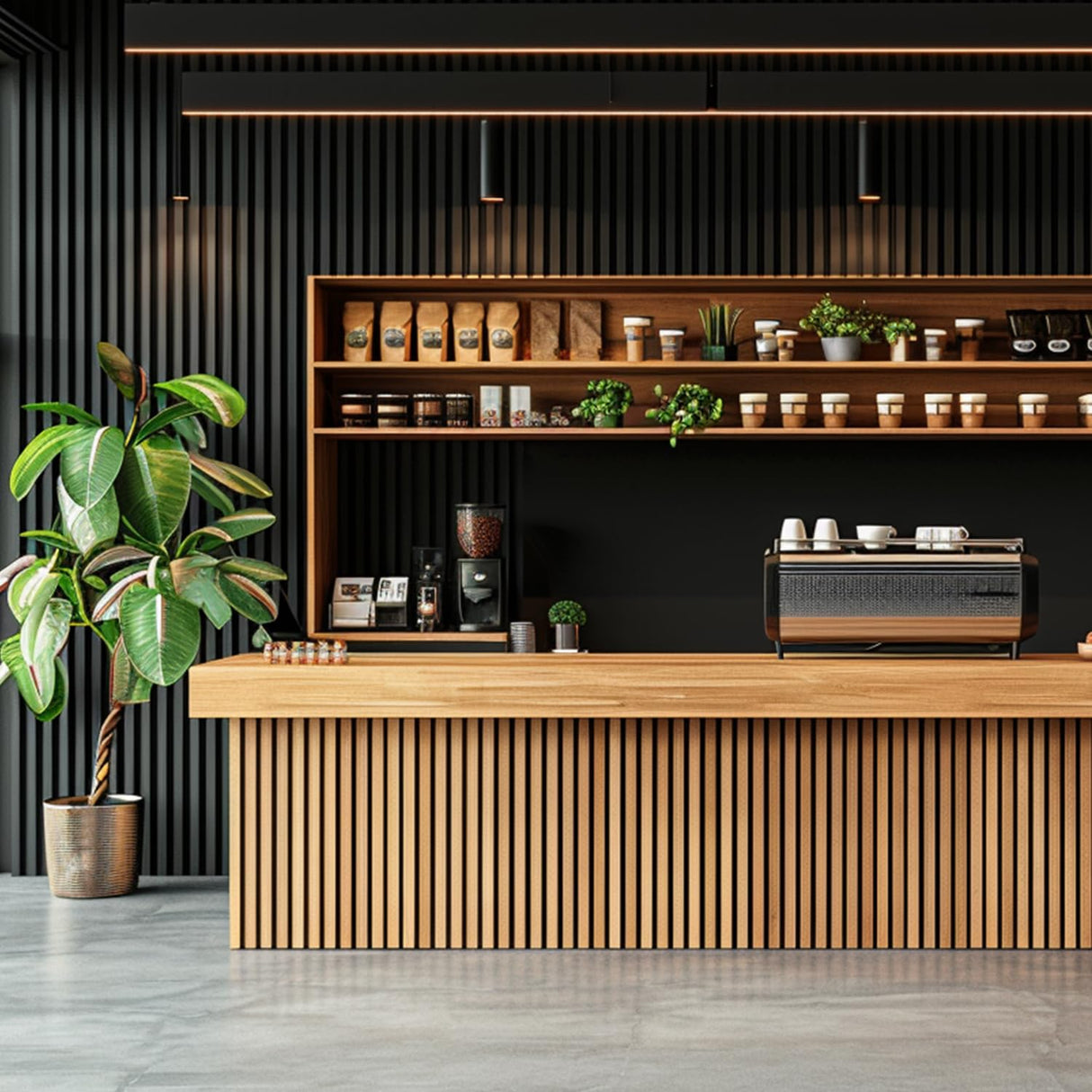 Wood Slat Panels, Interior Wall Decor Easy Installation, Soundproof Slatted Wall Panels 3D Acoustic Decoration for Office, Meeting Room, Café, Bars, Restaurant & Home, Deep Gray 2 Pcs 47.2×23.6 in WoveN SounD