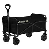 Highpro Collapsible Wagon Carts Foldable, Heavy Duty Beach Folding Wagon Cart with Wheels, Portable Grocery Garden Cart for Outdoor, Sports, Shopping, Camping, Black Highpro