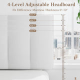 VECELO Twin Bed Frame with Upholstered Headboard, Heavy-Duty Platform Bedframe with Strong Wooden Slats Support, No Boxing Spring Needed, Pure White VECELO