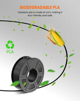 TECBEARS PLA 3D Printer Filament Pack, 250g PLA Filament 1.75mm, 0.25kg Each Spool, Total 2kg, 8 Packs, Black+White+Green+Transparent+Grey+Orange+Pink+Red TECBEARS