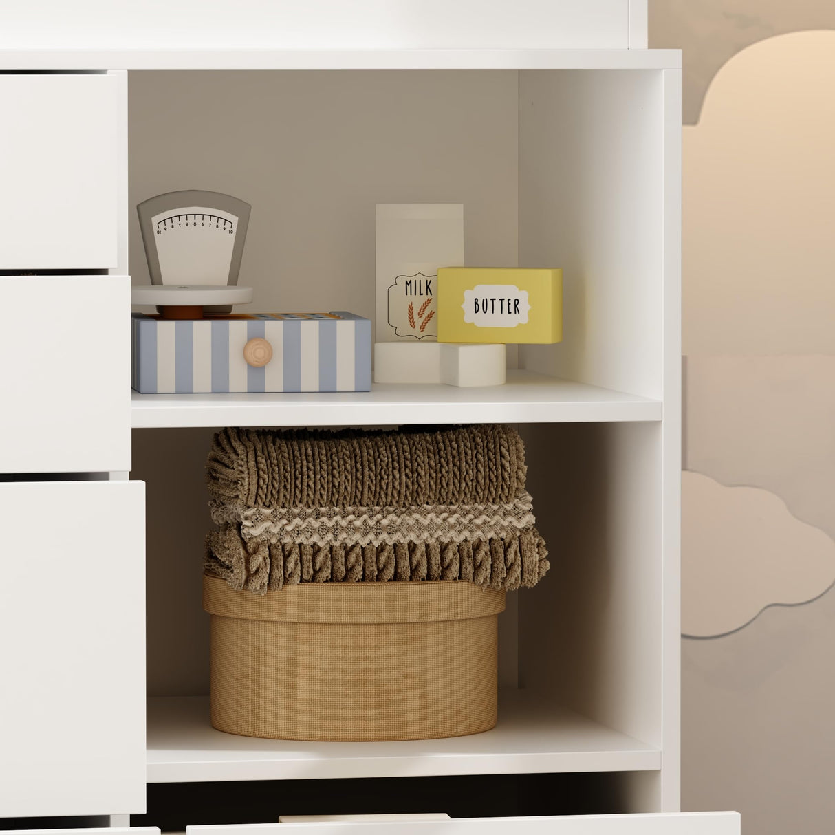 ROMSHINE Nursery Dresser with Baby Changing Table, Diaper Changing Tables for Nursery with 5 Drawers & Shelves, Changing Station Nursery Organizer for Bedroom, White (47.6" W x 19.7" D x 36.1" H) ROMSHINE