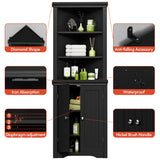 YESHOMY Corner Cabinet,Storage Cupboard with Doors,Tall Storage Cabinet with Adjustable Shelves, for Living Room,Bathroom,Kitchen,Dark Black YESHOMY