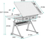 soges Drafting Table Art & Craft Drawing Desk Height Adjustable Wood Desk for Drawing, Painting, Writing and Studying soges