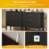 May in Color Large Black Fluted 3 Drawer Dresser Set of 2, Chest of Drawers with Ball Bearing Slide Modern 30 inch Tall Wood Nightstand with Spacious Storage for Bedroom Hallway Living Room Entryway May in Color
