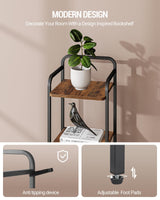 Hzuaneri Bookcase Bookshelf, Narrow Book Shelf, Industrial Corner Shelf Storage Organizer, Slim Shelving Unit for Home Office, Living Room, Bedroom, Kitchen, 5-Tier Rustic Brown and Black BC24501B Hzuaneri