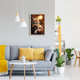 GDYEEH DIY 5D Cute Fox Diamond Art Kits, Round Full Drill Sparkling Fantasy Fox Diamond Painting Picture, Moonnight Painting by Numbers Art Kits for Adults Beginners Home Wall Decor 12x16 inch GDYEEH