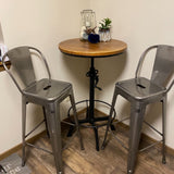 BOKKOLIK Vintage Height Adjustable Industrial Bar Table with Wooden Top - 33.47-39.37 Inch Swivel Design BOKKOLIK