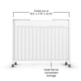 Child Craft Little Dreamer Metal Compact Folding Portable Crib with 2” Crib Mattress and 2 Easy Roll Locking Wheels, Durable Metal Construction, Easy to Clean (White) Child Craft