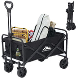 KOMSURF Foldable Utility Wagons Heavy Duty Folding Grocery Cart on Wheels, 200 lbs Capacity with Side Pockets for Garden, Shopping, Sporting and Beach Outdoor Use KOMSURF