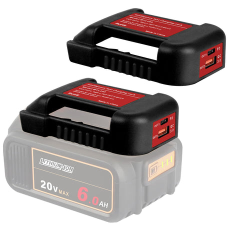DKSIDKN 2 Pack USB Charger Adapter for Dewalt 20V Li-ion Battery with USB Output & Type-C Fast Charging Interface(Adapter Only) DKSIDKN