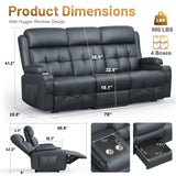 3-Seater Loveseat Recliner Sofa, Home Theater Seating Reclining Couch with Flip Middle Backrest, RV Wall Hugger Sleeper Sofa with Massage, Dawer & Cup Holders, 150° Recline for RV & Living Room TOMOSLTER