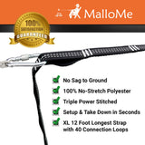 MalloMe XL Hammock Straps for Trees - Hammock Tree Straps Set 2000+ LBS Heavy Duty 40 Loops & 100% No Stretch Suspension System Kit - Camping Hammocks Accessories | 2 Carabiners | 12 Feet Black MalloMe