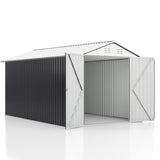 AirWire 12x10 FT Outdoor Storage Shed, Garden Shed with Updated Frame Structure and Lockable Doors, Metal Tool Sheds for Backyard Garden Patio Lawn, White AirWire