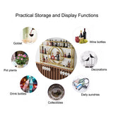 Wine Rack Wall Mounted with Wine Glass Rack Floating Bar Shelves for Liquor Bottles with LED Light Liquor Bottle Display Shelf Wall Bar Cabinet Mini Bar for Home Bar Dining Room Kitchen Living Room(Go WXZXWXZX