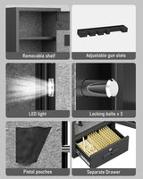 RIFLEWELL Gun Safe, 4-5 Rifle Gun Safe, Gun Safes for Home Rifle and Pistols, Quick Access Gun Cabinets with LED Light, Rifle Safe with Adjustable Gun Rack Riflewell