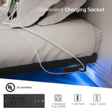 OLEVS King Size Floating Bed Frame, Metal Platform, with LED Light and Charging Station, No Box Spring Needed, Noise-Free, Easy Assembly OLEVS
