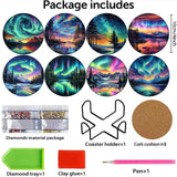 8 Pcs Aurora Diamond Art Coasters Kits with Holder, Landscape Diamond Painting Coasters Kits for Adults, DIY 5D Nature Scenery Diamond Dots Small Mini Kit Full Drill Art Craft Supplies 4X4 Inch askkqtx