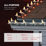 All-Purpose Holiday Light Clips [Set of 400] Christmas Light Clips, Outdoor Light Clips - Mount to Shingles & gutters - Works with Mini, C6, C7, C9, Rope, Icicle Lights - No Tools Required - USA Made SEWANTA