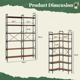 Huuger 6 Tier Bookshelf, L Shaped Corner Bookshelf with Open Shelves, 49.4 Inch Straight Wide Bookcase with Metal Frame and Wooden Board, Adjustable Feet, Rustic Brown Huuger
