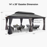 PURPLE LEAF 14' X 20' Outdoor Gazebo with Galvanized Steel Metal Roof Permanent Hardtop Gazebo for Patio Lawn and Garden Large Pavilion Grey PURPLE LEAF