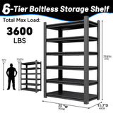 PRESTELION 78" H Storage Shelves Metal Shelving Unit and Storage 6 Tier Utility Rack Shelf Organizer Adjustable Shelves for Garage, Basement, Pantry,Commercial, Warehouse, Industrial, Black PRESTELION