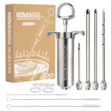 BBQ Monster Meat Injector Syringe Kit with 4 Professional Marinade Injector Needles for BBQ Grill Smoker, Turkey and Brisket; 2-oz Large Capacity, Including Paper User Manual, Recipe E-Book (PDF) OFG
