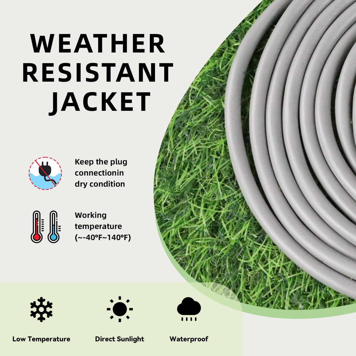 EP 100 Ft Outdoor Extension Cord, 12/3 SJTW Heavy Duty Extension Cable with 3 Prong Grounded Plug, 15 AMP Power Cord for Lawn, Garden, Appliances, Gray EP