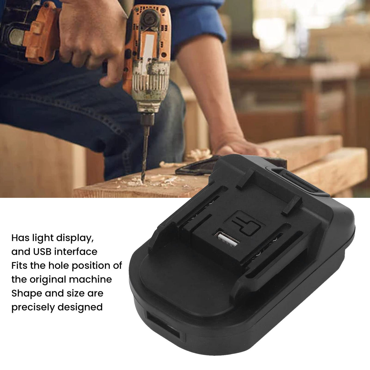 Battery Converter for Electric Tool ABS Material USB Interface 18V to 20V Woodworking Power Tool Adapter with Multiple Functions Low Power Consumption Fafeicy