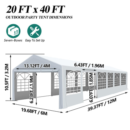 GARTOO 20' x 40' Canopy Party Tent & Carport - Heavy Duty Outdoor Wedding Gazebo with 4 Sand Bags, Event Shelter Canopy for Outdoor Event, Wedding, Birthday Party